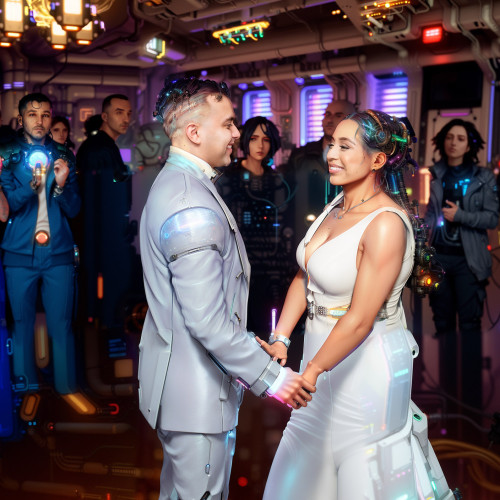 Retouching a photo with artificial intelligence in the Cyberpunk style