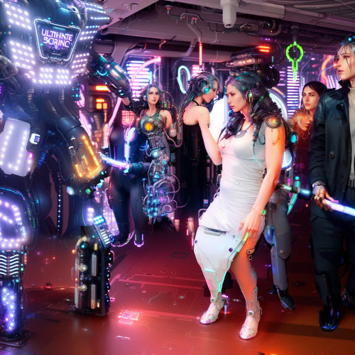 Retouching a photo with artificial intelligence in the Cyberpunk style